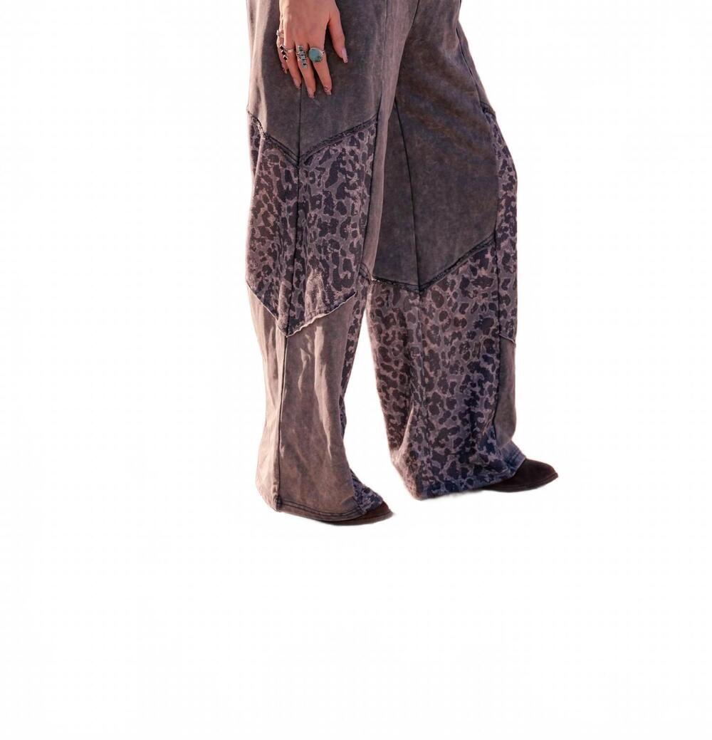 NEW 1 THE WOMAN mineral wash leopard sweatpants in grey